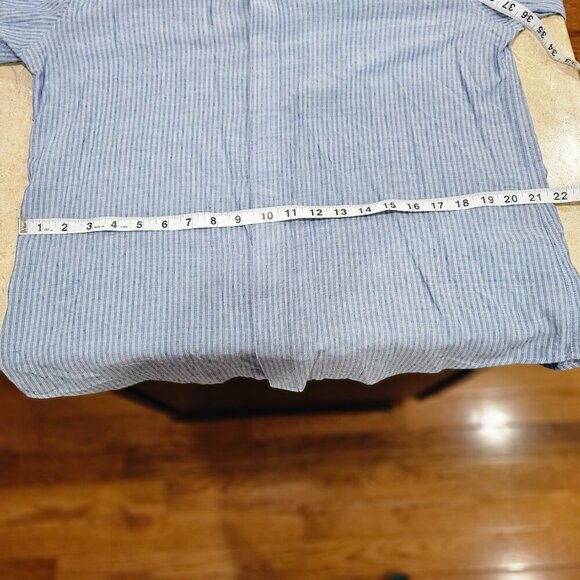 Men's Rag & Bone Blue and White Striped Button‎ Up Shirt Hidden Buttons Size 17 - Picture 4 of 10